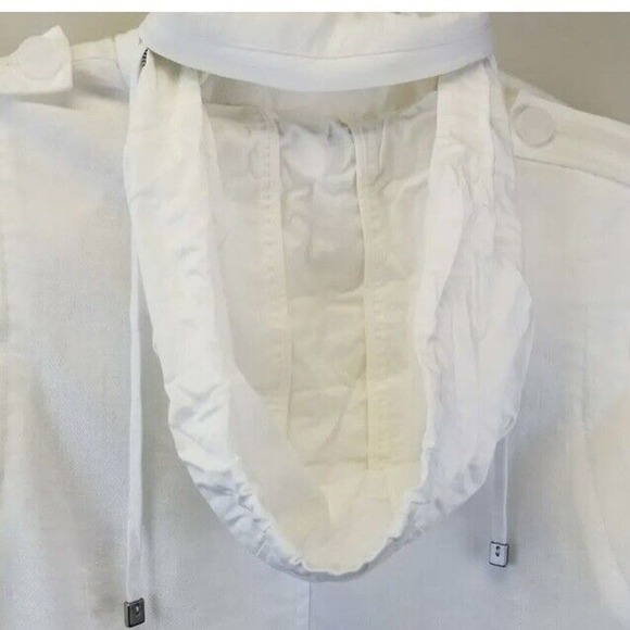 Talbots Women’s Grace Fit 100% Linen Full Zip Jacket w/Optional Hood Sz 14 White - Picture 15 of 16